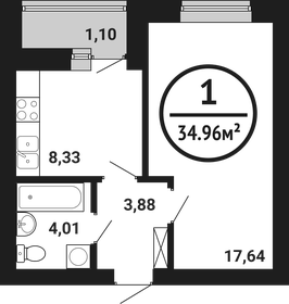 Квартира 35 м², 1-комнатная - изображение 1