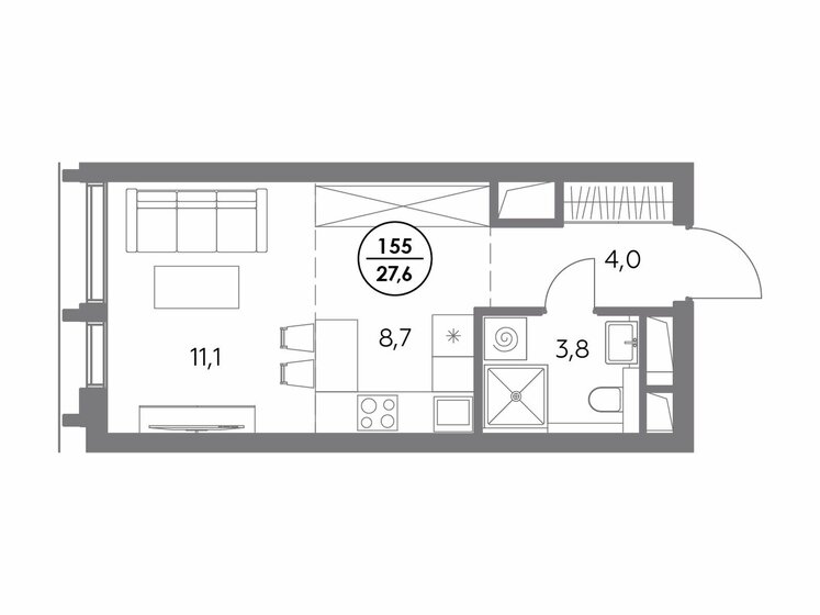 27,6 м², квартира-студия 15 097 200 ₽ - изображение 18