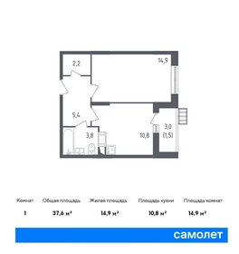 38,3 м², 1-комнатная квартира 11 598 389 ₽ - изображение 19