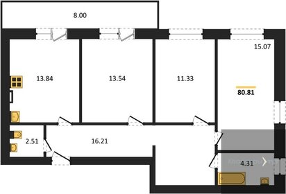 Квартира 80,8 м², 3-комнатная - изображение 1