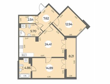 Квартира 74,5 м², 2-комнатная - изображение 1