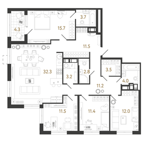 Квартира 122,8 м², 4-комнатная - изображение 1