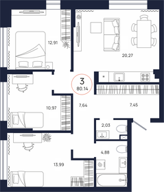 104,5 м², 3-комнатная квартира 11 370 000 ₽ - изображение 65
