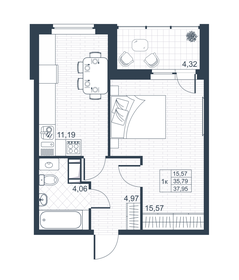 38 м², 1-комнатная квартира 5 237 100 ₽ - изображение 18