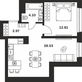 Квартира 48,4 м², 1-комнатная - изображение 1