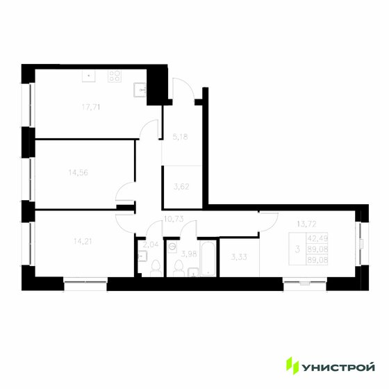 90,5 м², 3-комнатная квартира 15 990 000 ₽ - изображение 58