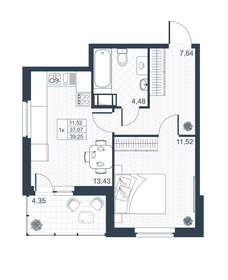 38,5 м², 1-комнатная квартира 5 351 500 ₽ - изображение 13