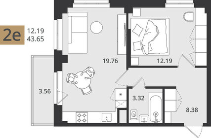 Квартира 44,7 м², 1-комнатная - изображение 1