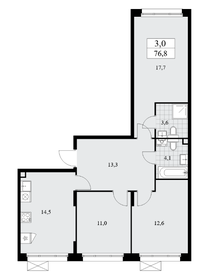 Квартира 76,8 м², 3-комнатная - изображение 1