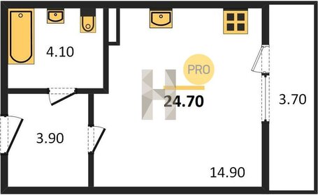 Квартира 24,7 м², студия - изображение 1