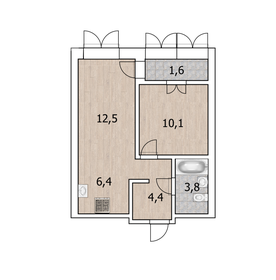 Квартира 38,8 м², 2-комнатная - изображение 1