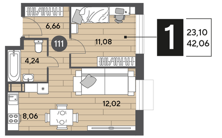 40 м², 1-комнатная квартира 6 500 000 ₽ - изображение 68