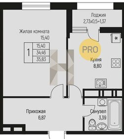 Квартира 35,8 м², 1-комнатная - изображение 1