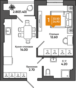 36 м², 1-комнатная квартира 3 954 500 ₽ - изображение 12