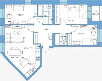 Квартира 85 м², 3-комнатная - изображение 1