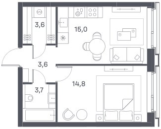 40,7 м², 1-комнатная квартира 25 771 240 ₽ - изображение 35