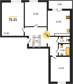 Квартира 75,2 м², 3-комнатная - изображение 1