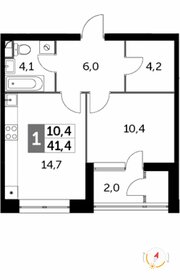 Квартира 41,4 м², 1-комнатная - изображение 1