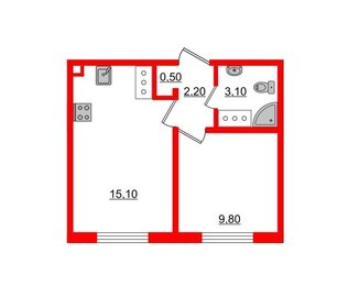 Квартира 30,7 м², 1-комнатная - изображение 1