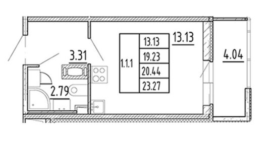 Квартира 23,3 м², студия - изображение 1