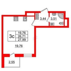 Квартира 27 м², студия - изображение 1