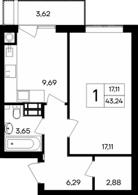 43,2 м², 1-комнатная квартира 4 972 600 ₽ - изображение 14