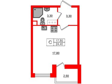 Квартира 24,4 м², студия - изображение 1