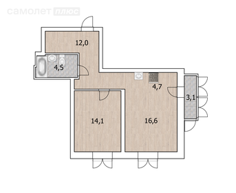 45,8 м², 2-комнатная квартира 4 935 000 ₽ - изображение 33