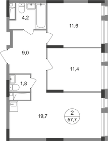 Квартира 57,7 м², 2-комнатная - изображение 1