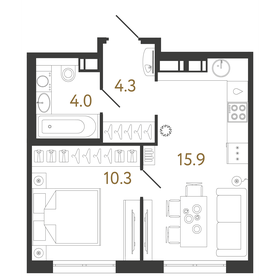 Квартира 34,5 м², 1-комнатная - изображение 1