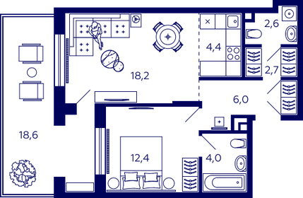 54,6 м², 2-комнатная квартира 7 900 000 ₽ - изображение 59