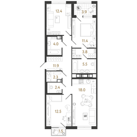 Квартира 84,2 м², 3-комнатная - изображение 1