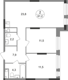 Квартира 61,2 м², 2-комнатная - изображение 1