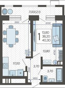 Квартира 40 м², 1-комнатная - изображение 1