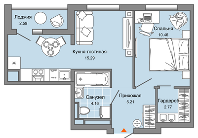 54 м², 2-комнатная квартира 4 150 000 ₽ - изображение 76