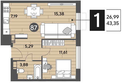 50 м², 1-комнатная квартира 7 900 000 ₽ - изображение 79