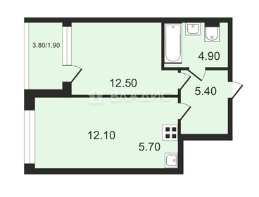 Квартира 42,5 м², 2-комнатная - изображение 1