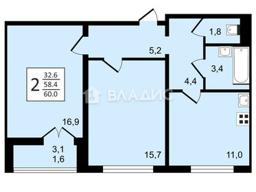Квартира 60 м², 2-комнатная - изображение 1