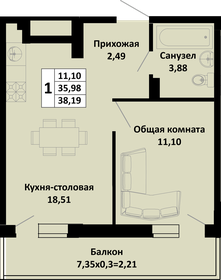 36,9 м², 1-комнатная квартира 3 920 000 ₽ - изображение 62