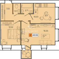 Квартира 49,1 м², 2-комнатная - изображение 1