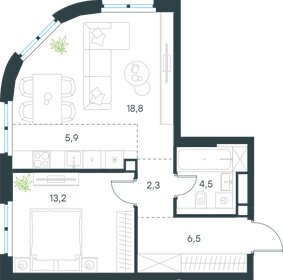 Квартира 51,2 м², 2-комнатная - изображение 1