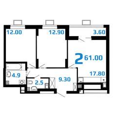 Квартира 61 м², 2-комнатная - изображение 5