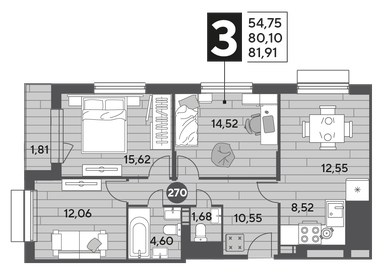 104 м², 3-комнатная квартира 17 100 000 ₽ - изображение 99