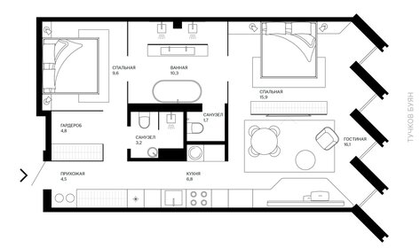 Квартира 75 м², 3-комнатные - изображение 1