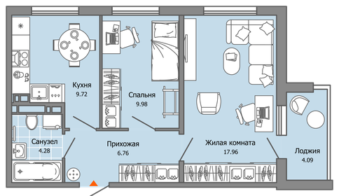 Квартира 50 м², 2-комнатная - изображение 1