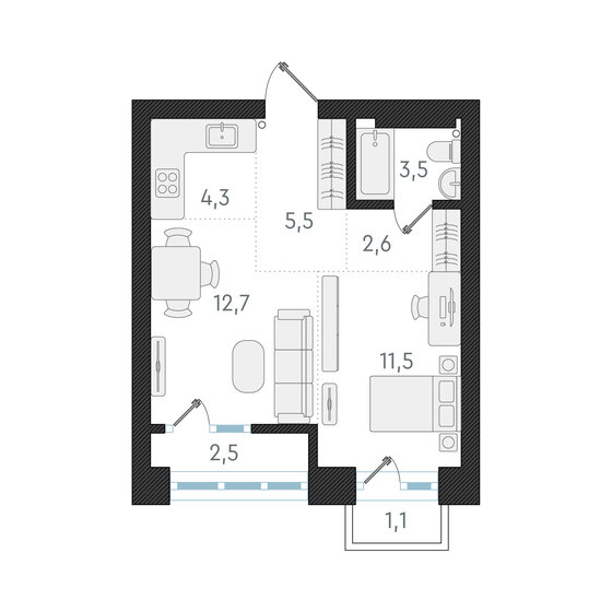 40,1 м², 2-комнатная квартира 8 500 000 ₽ - изображение 1