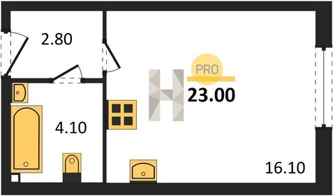 Квартира 23 м², студия - изображение 1