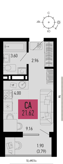 19,7 м², квартира-студия 3 740 260 ₽ - изображение 31