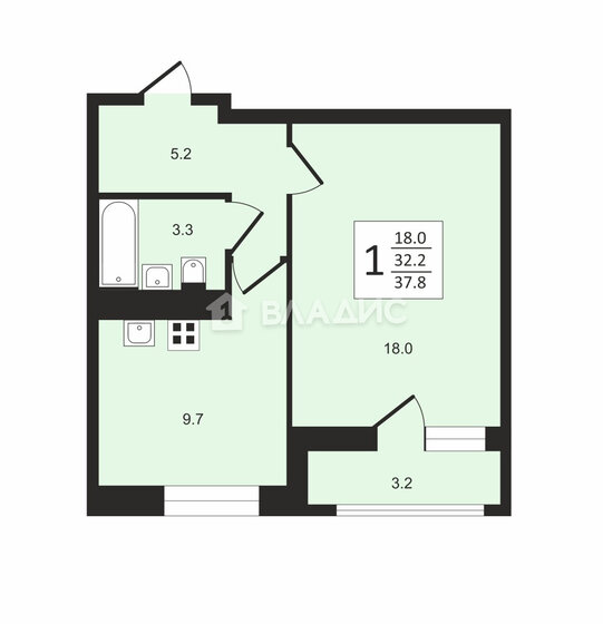 37,5 м², 1-комнатная квартира 6 130 000 ₽ - изображение 1