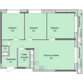 Квартира 81,2 м², 3-комнатная - изображение 1